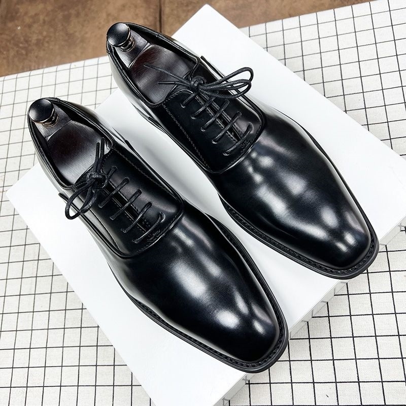 Pantofi Oxford pentru bărbați, vârf pătrat, nubuk de vițel, talpă din cauciuc, stil Derby (versiune coreeană)