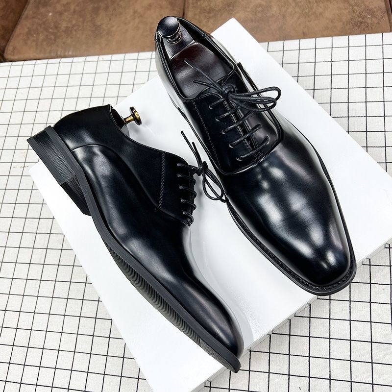 Pantofi Oxford pentru bărbați, vârf pătrat, nubuk de vițel, talpă din cauciuc, stil Derby (versiune coreeană)