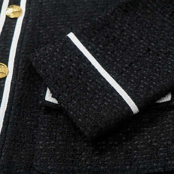 Női rövid zakó gyapjú bouclé tweed anyagból Hepburn-stílusú design