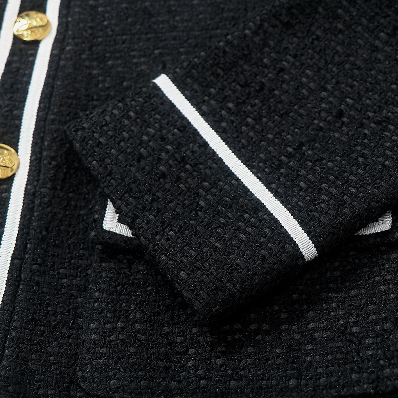 Női rövid zakó gyapjú bouclé tweed anyagból Hepburn-stílusú design