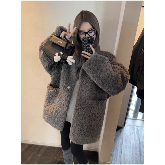 Plus-size koreai stílusú téli kabát műszőrme