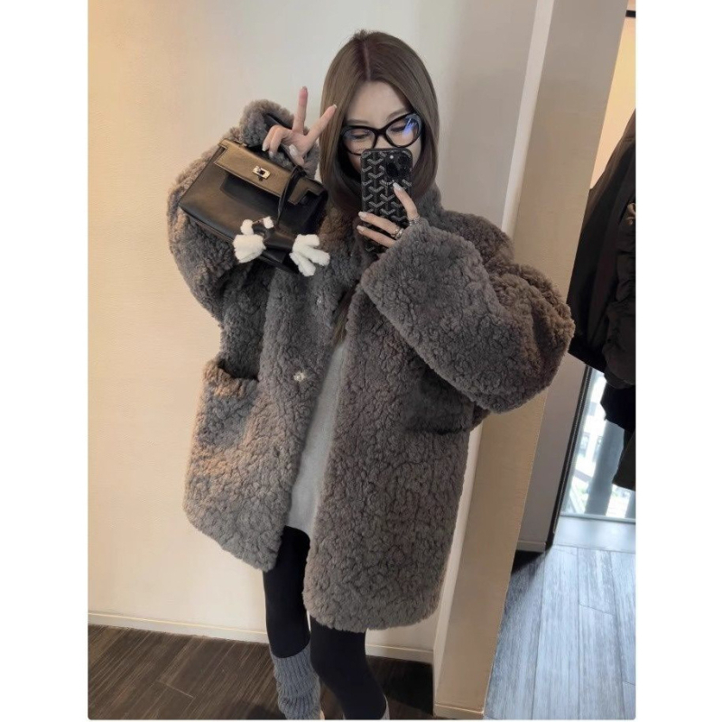 Plus-size koreai stílusú téli kabát műszőrme