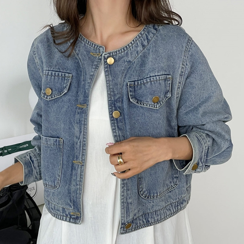 Ženska cropped traper jakna u korejskom stilu – jesen, casual, svestran stil