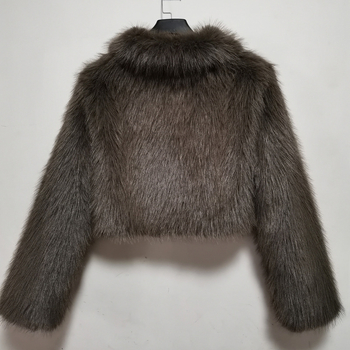 Téli rövid kabát műszőrméből és crop top, sokoldalú, lazán szabott, meleg