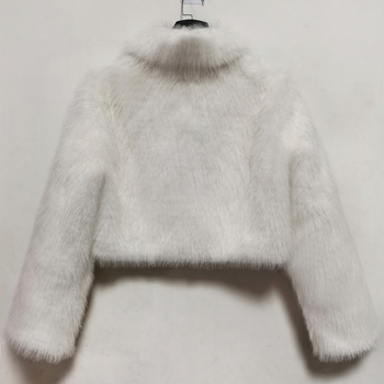 Téli rövid kabát műszőrméből és crop top, sokoldalú, lazán szabott, meleg