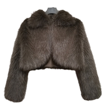 Téli rövid kabát műszőrméből és crop top, sokoldalú, lazán szabott, meleg