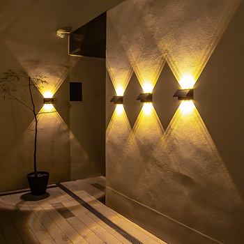 6 LED-es napelemes világítás villa udvarára — falikar kerthez, kerítés spotlámpa, falmosó fény, vízálló napelemes panel