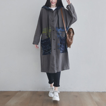 Jarná nová vetrovka s kapucňou, veľkou veľkosťou a netopierími rukávmi, jednoradová bunda/kardigan z materiálu Distressed Washed