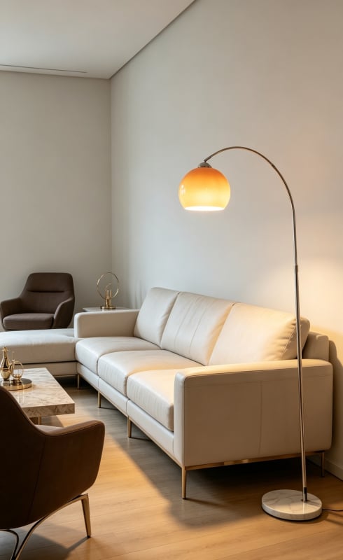 Amerikai stílusú minimalist lámpa a nappaliba, akril árnyékolóval, vasból készült testtel és LED világítással, elegáns dekoratív hangulatot teremt.