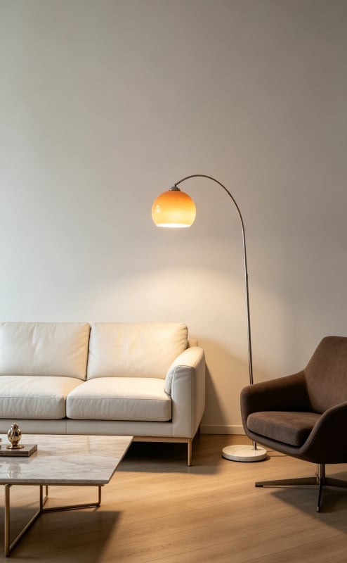 Amerikai stílusú minimalist lámpa a nappaliba, akril árnyékolóval, vasból készült testtel és LED világítással, elegáns dekoratív hangulatot teremt.