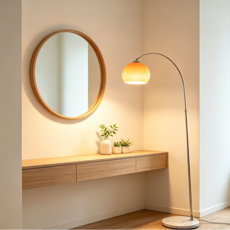 Amerikai stílusú minimalist lámpa a nappaliba, akril árnyékolóval, vasból készült testtel és LED világítással, elegáns dekoratív hangulatot teremt.