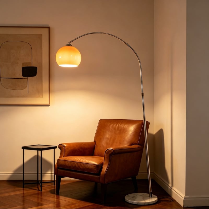 Amerikai stílusú minimalist lámpa a nappaliba, akril árnyékolóval, vasból készült testtel és LED világítással, elegáns dekoratív hangulatot teremt.
