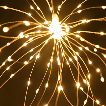 Ηλιακά LED φώτα με χαλκό σύρμα σε μορφή dandelion για εσωτερική διακόσμηση, εφέ πυροτεχνημάτων και αστεριών, 150 LED, 2700K, IP44, λειτουργεί με μπαταρία