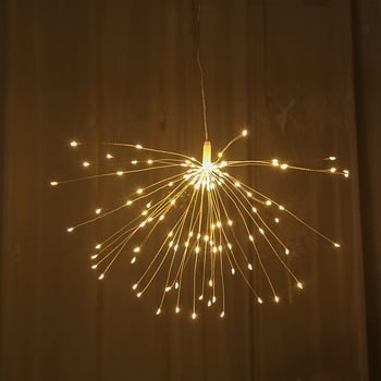 Ηλιακά LED φώτα με χαλκό σύρμα σε μορφή dandelion για εσωτερική διακόσμηση, εφέ πυροτεχνημάτων και αστεριών, 150 LED, 2700K, IP44, λειτουργεί με μπαταρία
