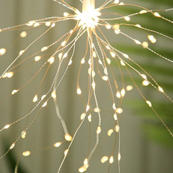 Ηλιακά LED φώτα με χαλκό σύρμα σε μορφή dandelion για εσωτερική διακόσμηση, εφέ πυροτεχνημάτων και αστεριών, 150 LED, 2700K, IP44, λειτουργεί με μπαταρία