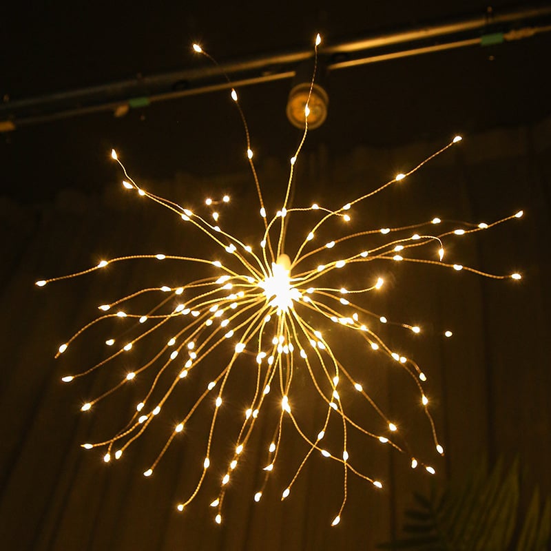 Ηλιακά LED φώτα με χαλκό σύρμα σε μορφή dandelion για εσωτερική διακόσμηση, εφέ πυροτεχνημάτων και αστεριών, 150 LED, 2700K, IP44, λειτουργεί με μπαταρία