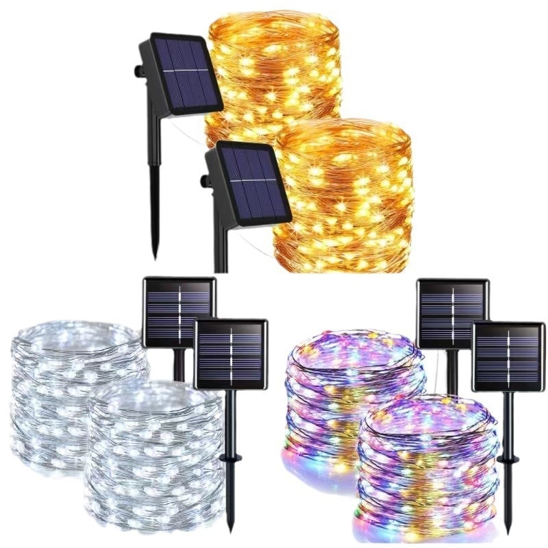 Ηλιακά LED φώτα με χαλκό σύρμα για εξωτερικό χώρο κήπου, αδιάβροχο διακοσμητικό φως