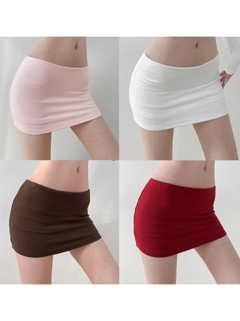 Rugalmas, magas derekú mini ceruza szoknya pamut–spandex anyagból, karcsú vonal
