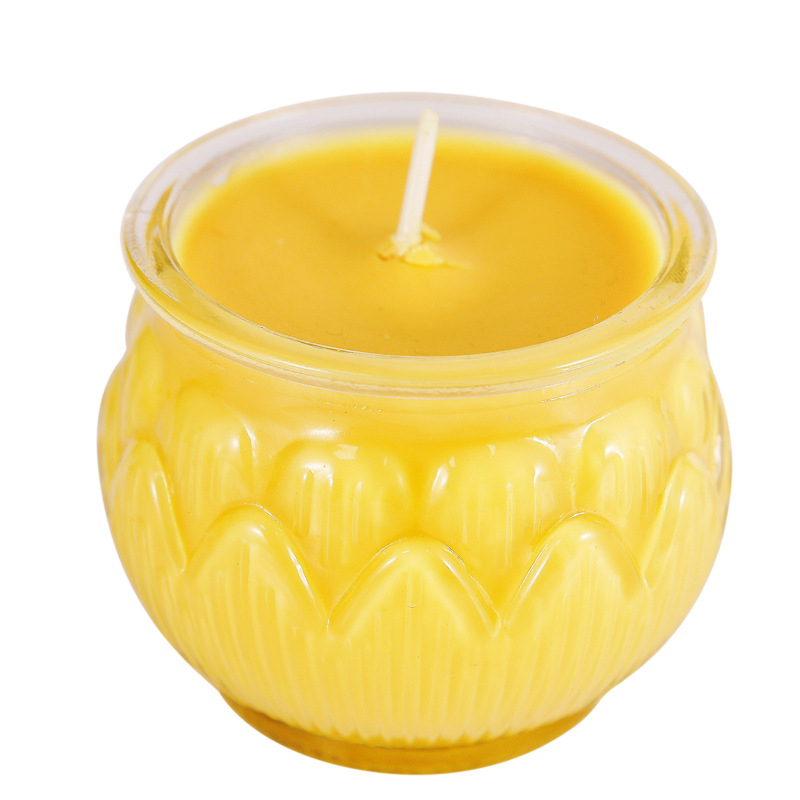 Ghee gyertya lámpa Lotus formájú pohárral, sík szájú, otthoni buddhista felajánláshoz
