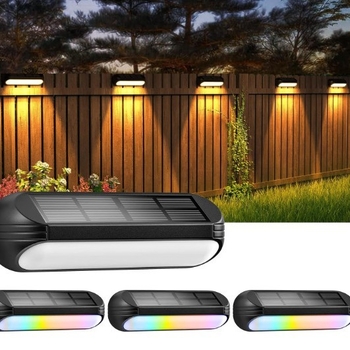 Napelemes hosszú kerítésvilágítás, korláthoz és falikar lépcsőfény, melegfehér és multicolor LED világítás