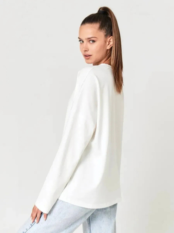 Tricou damă din bumbac 100% cu mânecă lungă, imprimeu cu litere, modă de toamnă