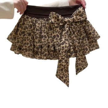 Masnis fazonú rövid szoknya amerikai stílusban, retro leopard mintás, magas derekú, nyár, új pluszméret dizájn