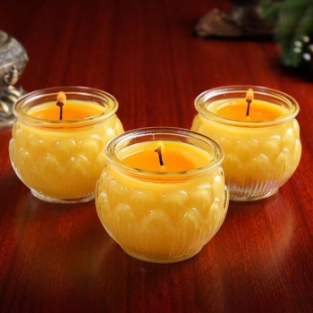 Lotus vajlámpa (ghee) – füstmentes Buddha felajánló lámpa, üveg otthoni használatra