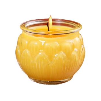 Lotus vajlámpa (ghee) – füstmentes Buddha felajánló lámpa, üveg otthoni használatra