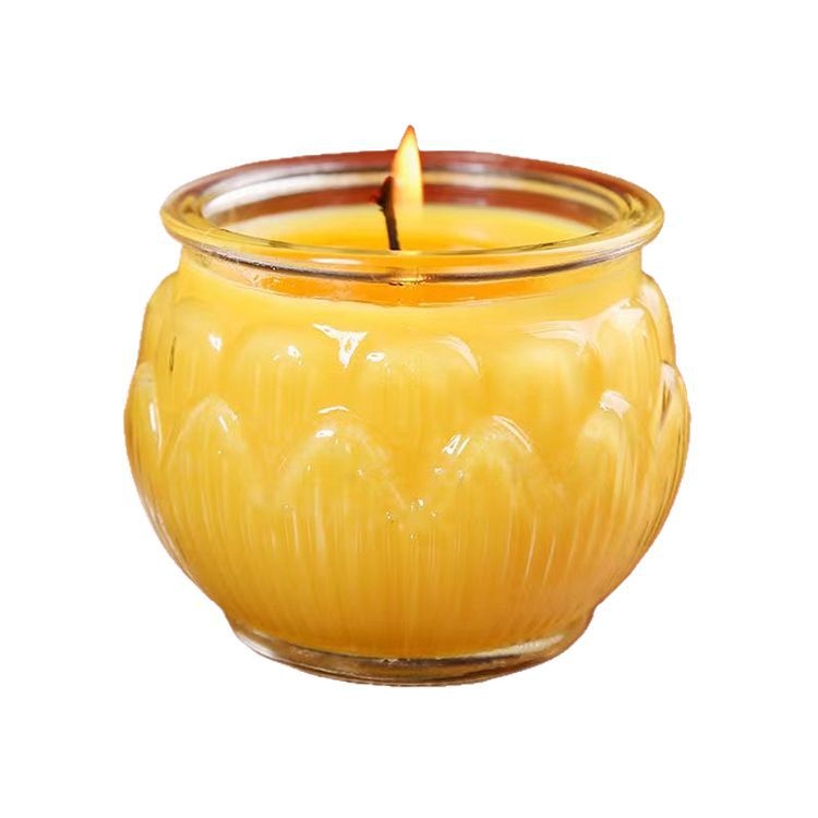 Lotus vajlámpa (ghee) – füstmentes Buddha felajánló lámpa, üveg otthoni használatra