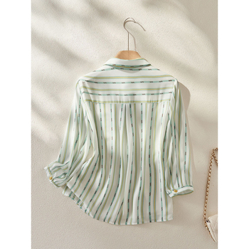 Cămașă polo cu guler, mâneci lungi, verde deschis, amestec chenille-spandex, primăvara 2025