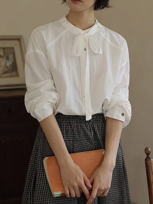 Női japán stílusú művészi retro hosszú ujjú fűzősing, tavasz–őszre, sokoldalú