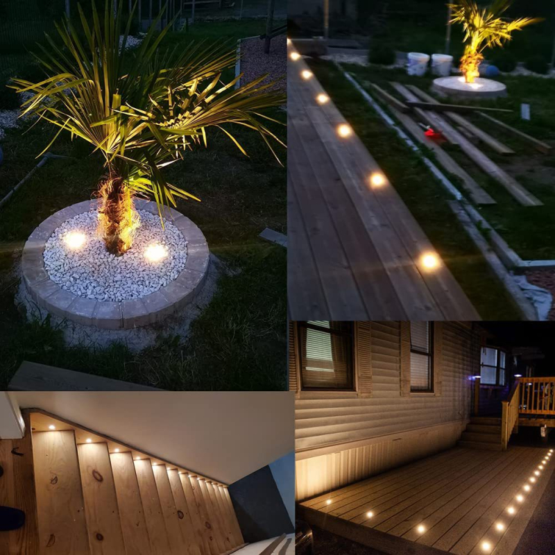 16-balenie LED vonkajších zapustených svetiel, vodotesné zemné svetlá na terasu, trávnik a nádvorie (okrúhle a štvorcové)