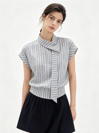 Cămașă fără mâneci pentru femei, croială neobișnuită — top casual, stil designer, vara 2026