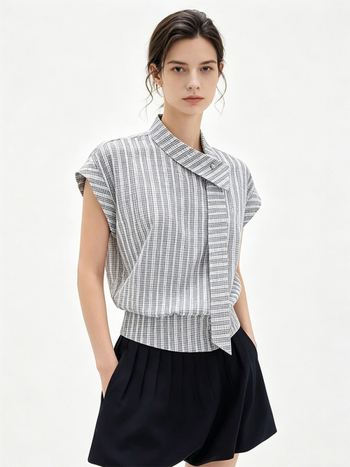 Cămașă fără mâneci pentru femei, croială neobișnuită — top casual, stil designer, vara 2026