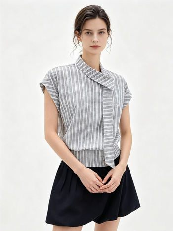 Cămașă fără mâneci pentru femei, croială neobișnuită — top casual, stil designer, vara 2026