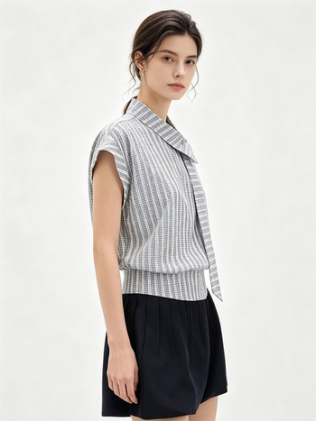 Cămașă fără mâneci pentru femei, croială neobișnuită — top casual, stil designer, vara 2026
