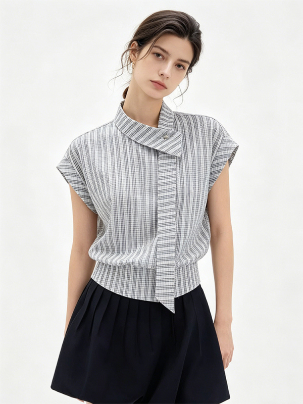Cămașă fără mâneci pentru femei, croială neobișnuită — top casual, stil designer, vara 2026