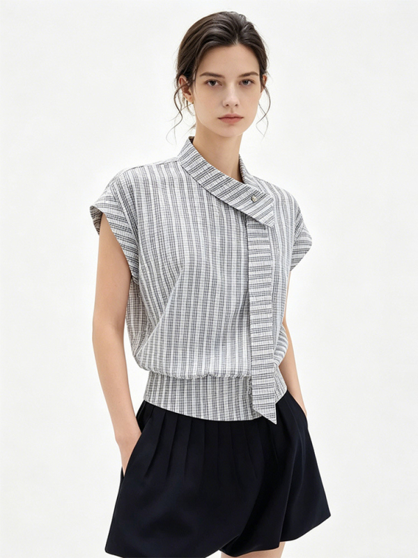 Cămașă fără mâneci pentru femei, croială neobișnuită — top casual, stil designer, vara 2026
