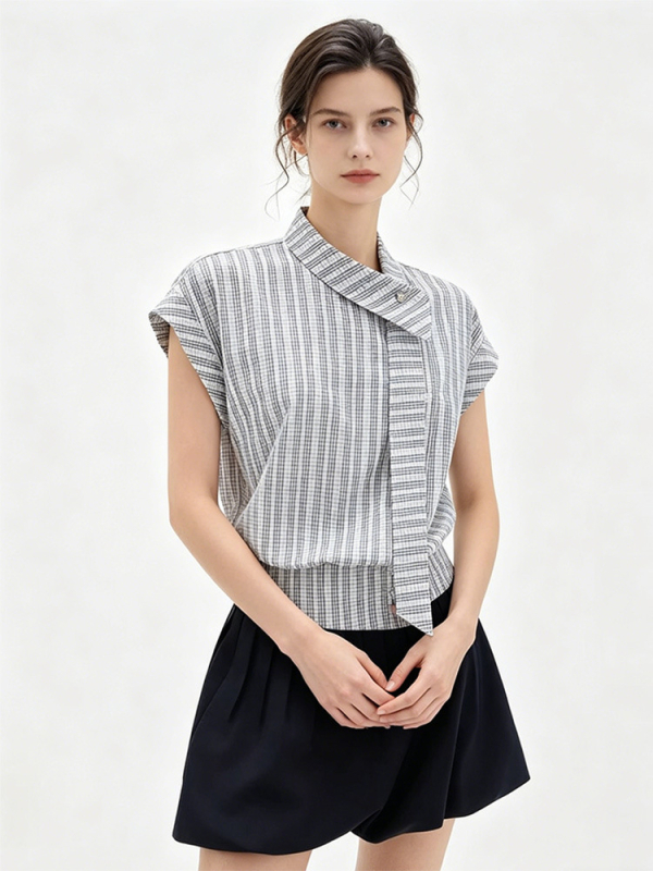 Cămașă fără mâneci pentru femei, croială neobișnuită — top casual, stil designer, vara 2026