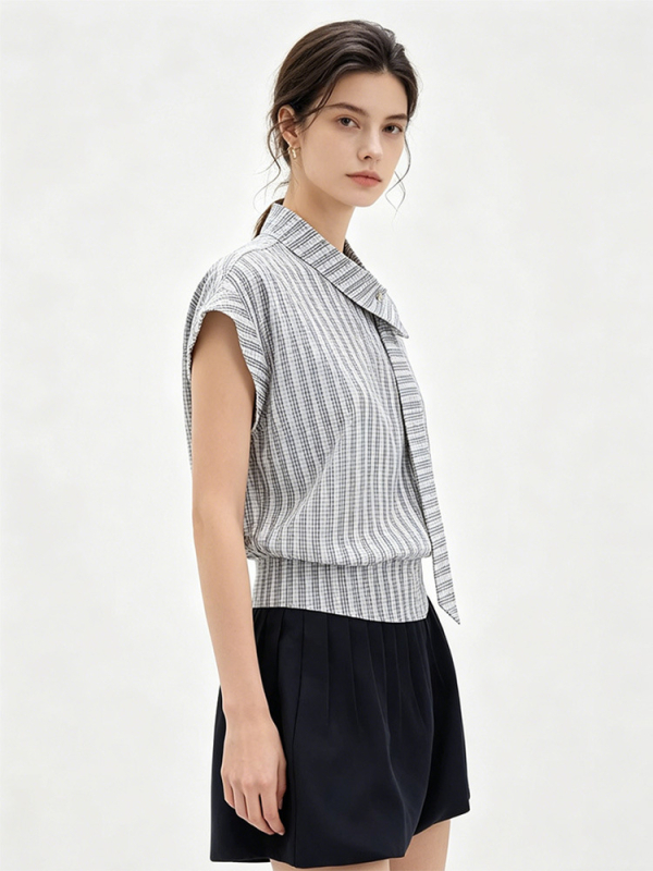 Cămașă fără mâneci pentru femei, croială neobișnuită — top casual, stil designer, vara 2026