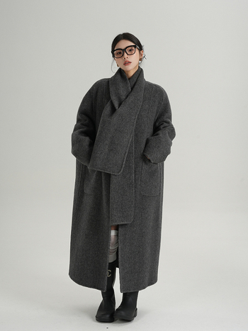 Srysame Palton lung pentru femei din Chenille – stil capă, elegant