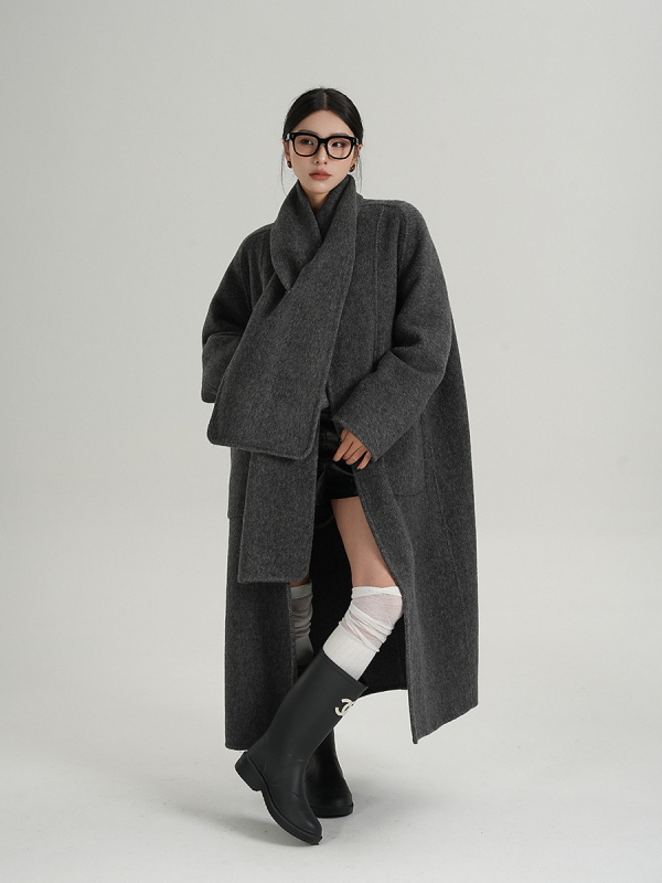Srysame Palton lung pentru femei din Chenille – stil capă, elegant