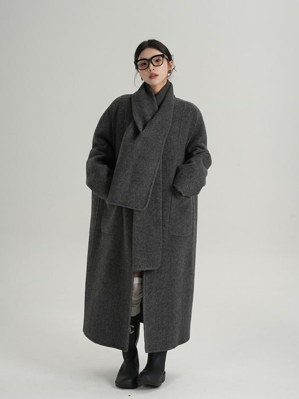 Srysame Palton lung pentru femei din Chenille – stil capă, elegant
