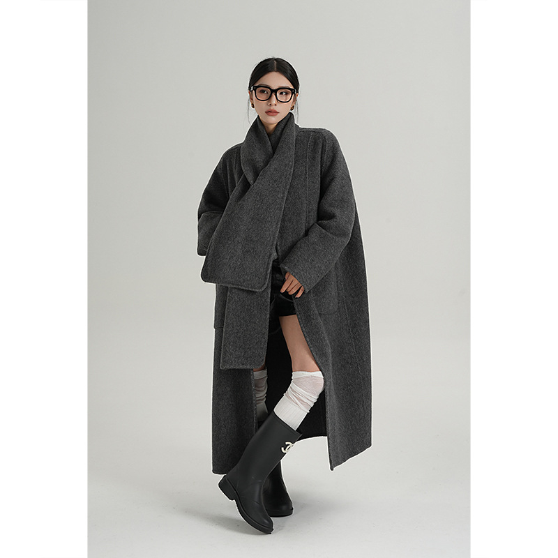 Srysame Palton lung pentru femei din Chenille – stil capă, elegant