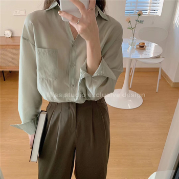 Női könnyű fehér chiffon-ing, hosszú ujjú, koreai szabású laza fazon, napsugár elleni védelem