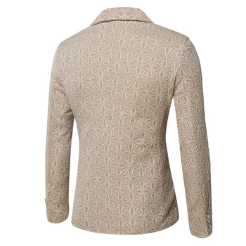 Fehér jacquard slim-fit zakó férfiaknak, koreai stílus, tavasz–ősz szezonra, egygombos, álló gallérral
