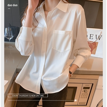 Bluza pentru femei cu mânecă lungă, culoare solidă, elegantă și versatilă, guler polo, stil coreean