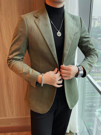 Corduroy férfi téli slim-fit zakó, egyszínű