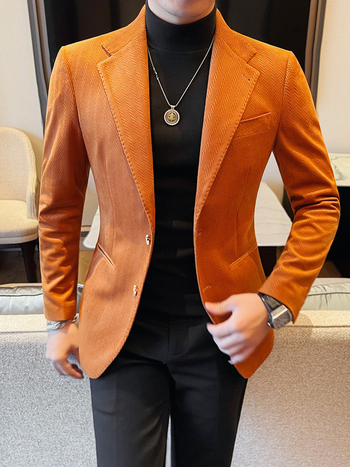 Corduroy férfi téli slim-fit zakó, egyszínű