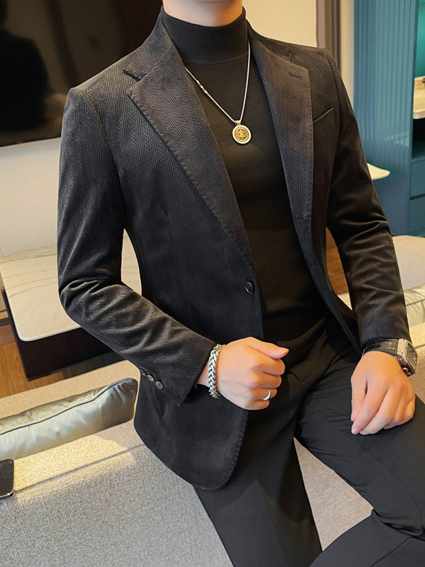 Corduroy férfi téli slim-fit zakó, egyszínű